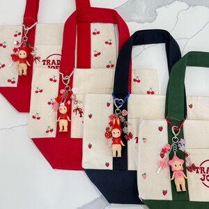 Embroidered Trader Joe’s tote w/ Sonny Angel keychain